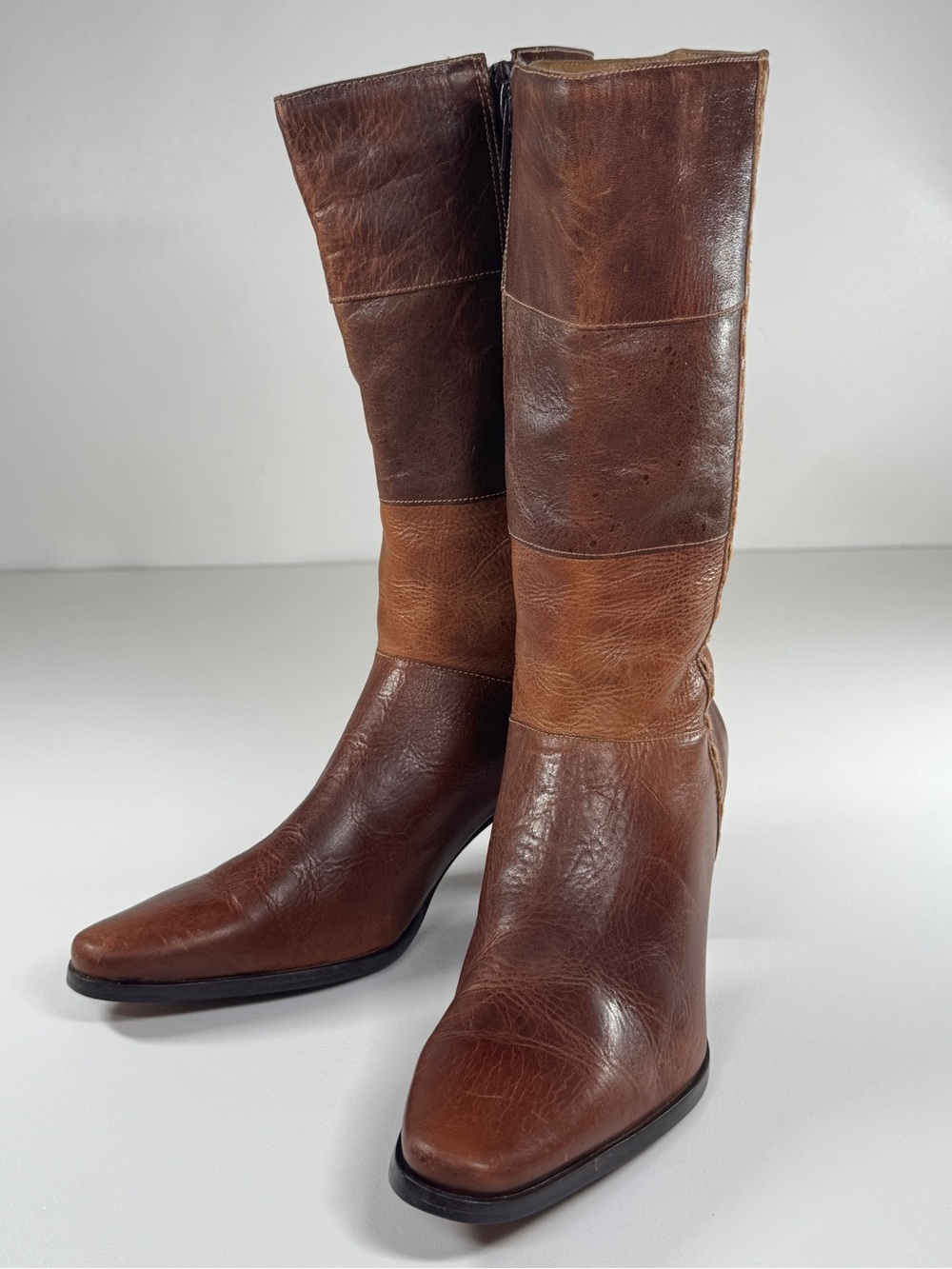 Y2K VTG Leather Boots Matisse Park Avenue Patchwork SZ 5-5 1/2 Made In Brazil